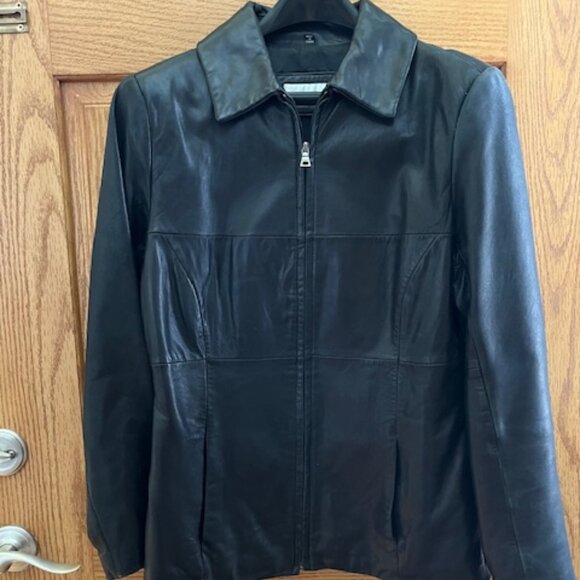 Jones New York Women's Black Leather Jacket - Excellent Condition, size Small - Picture 1 of 3